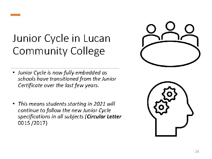 Junior Cycle in Lucan Community College • Junior Cycle is now fully embedded as