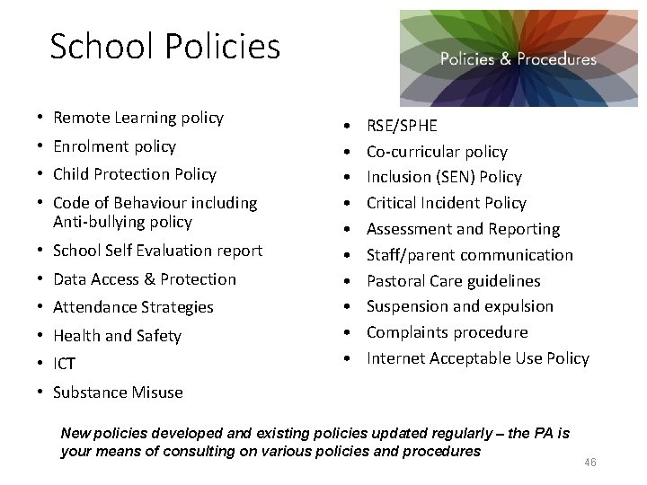 School Policies • Remote Learning policy • Enrolment policy • Child Protection Policy •