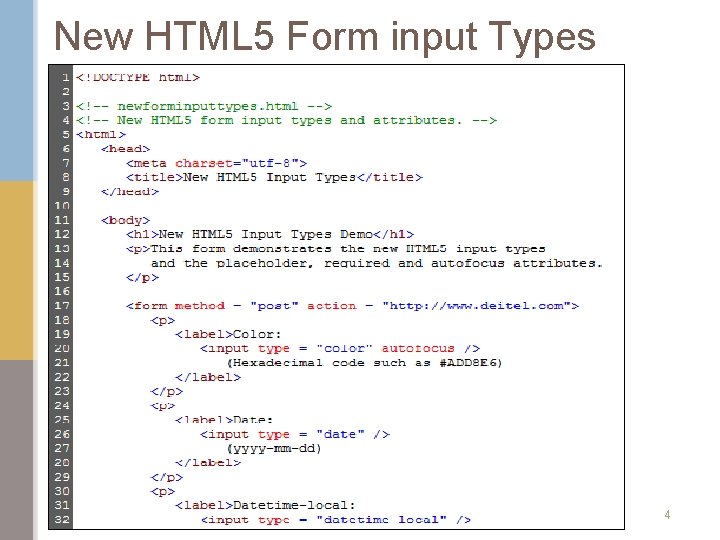 New HTML 5 Form input Types 19 -Dec-21 Information Systems Department 4 