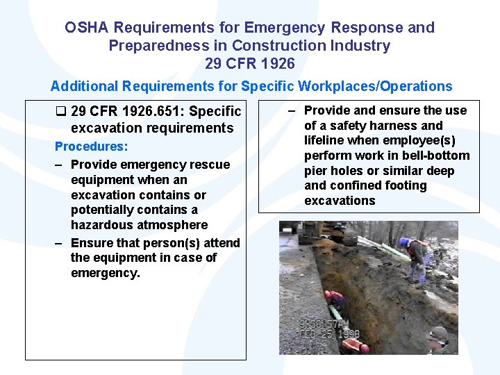 OSHA Requirements for Emergency Response and Preparedness in Construction Industry 29 CFR 1926 Additional