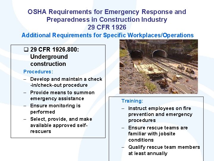 OSHA Requirements for Emergency Response and Preparedness in Construction Industry 29 CFR 1926 Additional