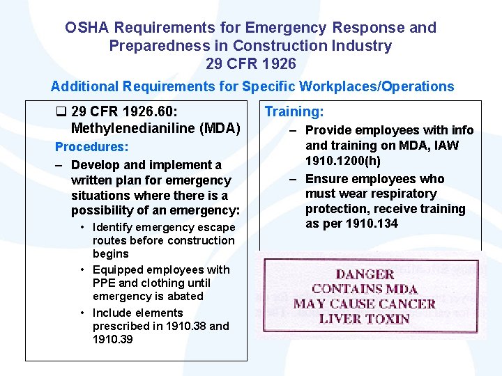 OSHA Requirements for Emergency Response and Preparedness in Construction Industry 29 CFR 1926 Additional