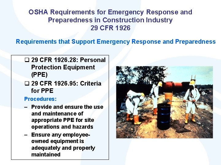 OSHA Requirements for Emergency Response and Preparedness in Construction Industry 29 CFR 1926 Requirements