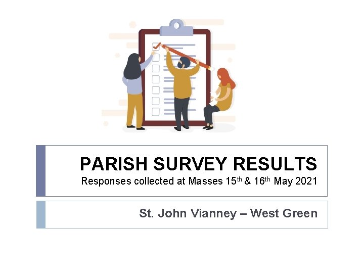 PARISH SURVEY RESULTS Responses collected at Masses 15 th & 16 th May 2021