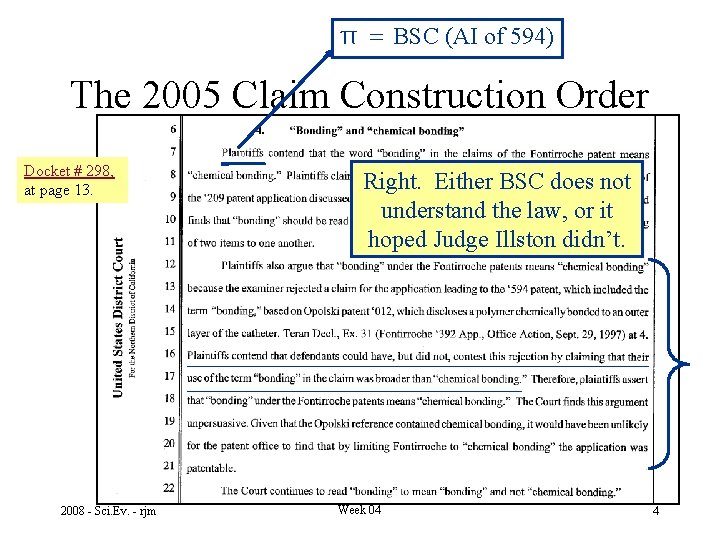 π = BSC (AI of 594) The 2005 Claim Construction Order Docket # 298,