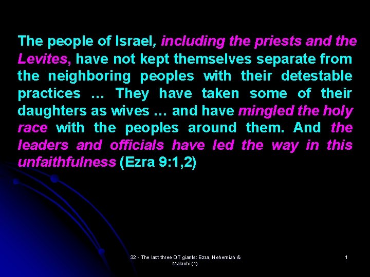 The people of Israel, including the priests and the Levites, have not kept themselves