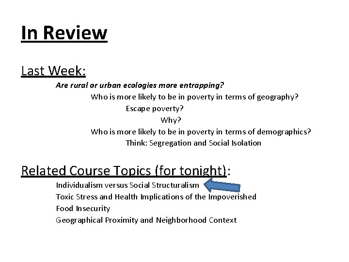 In Review Last Week: Are rural or urban ecologies more entrapping? Who is more