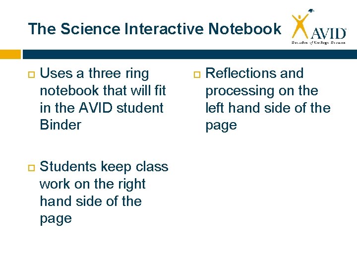 The Science Interactive Notebook Uses a three ring notebook that will fit in the