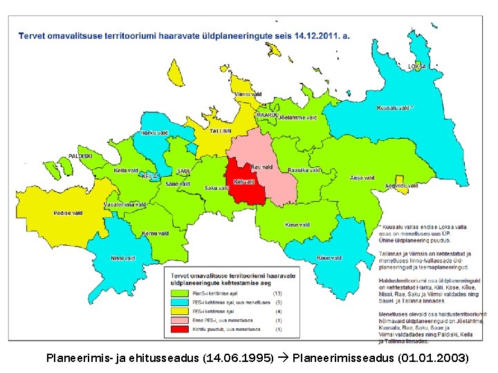 Planeerimis- ja ehitusseadus (14. 06. 1995) Planeerimisseadus (01. 2003) 