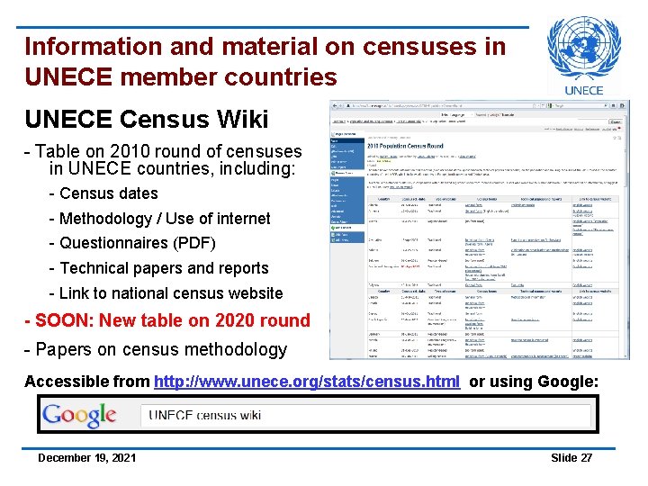 Information and material on censuses in UNECE member countries UNECE Census Wiki - Table