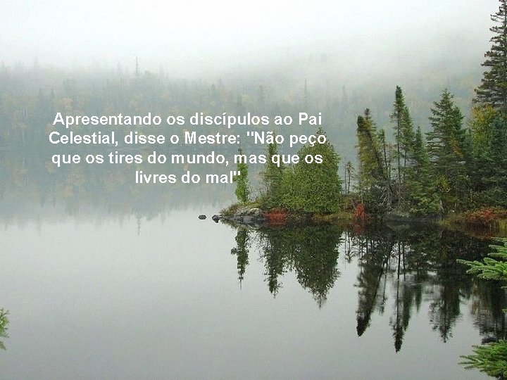 Apresentando os discípulos ao Pai Celestial, disse o Mestre: "Não peço que os tires