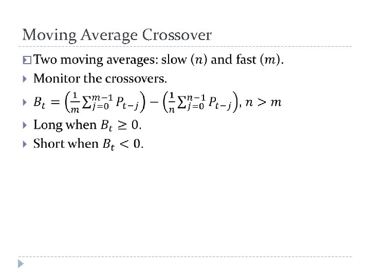 Moving Average Crossover � 