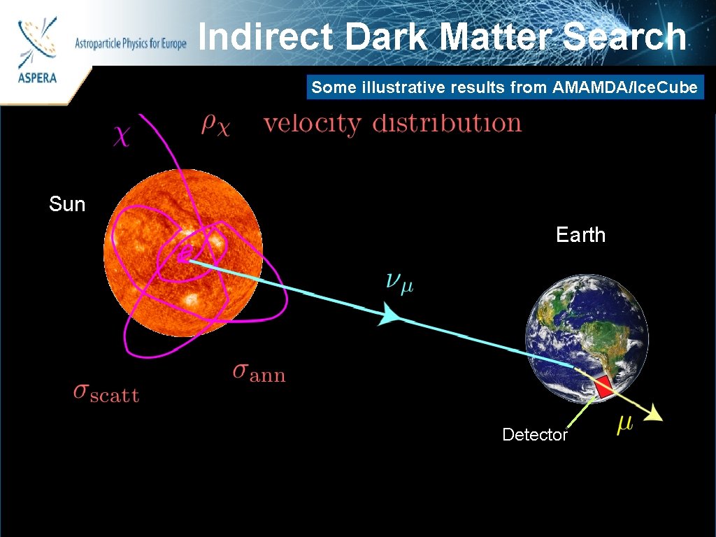 Indirect Dark Matter Search Astroparticle Physics for Europe Some illustrative results from AMAMDA/Ice. Cube