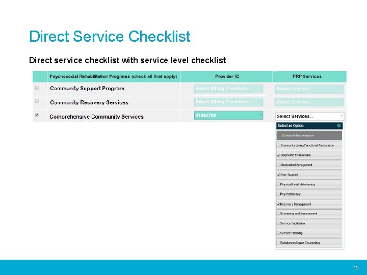 Direct Service Checklist Direct service checklist with service level checklist 15 