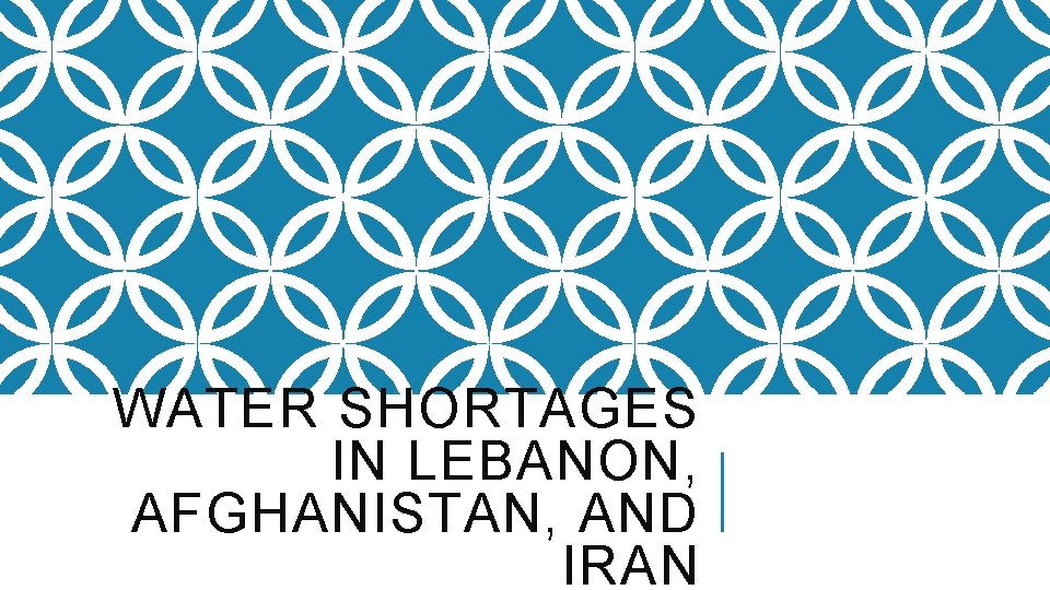 WATER SHORTAGES IN LEBANON, AFGHANISTAN, AND IRAN 