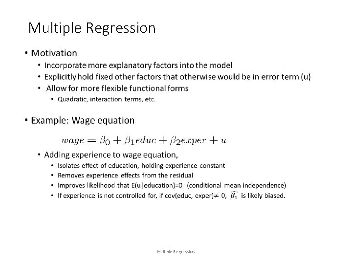 Multiple Regression • Multiple Regression 