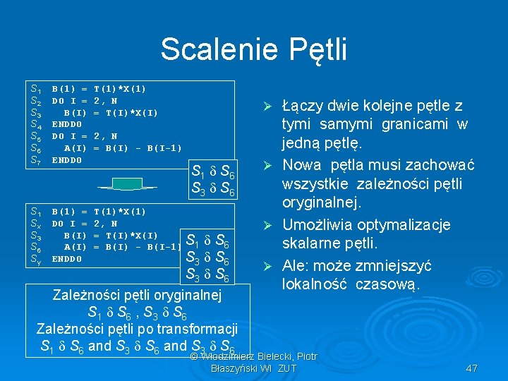 Scalenie Pętli S 1 S 2 S 3 S 4 S 5 S 6