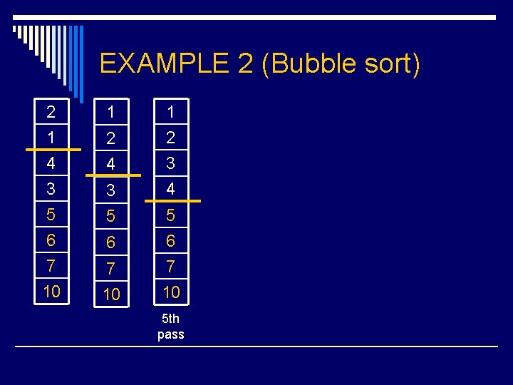 EXAMPLE 2 (Bubble sort) 2 1 4 3 1 2 4 3 3 4