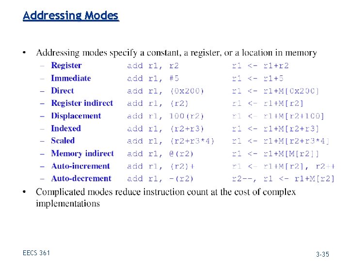 Addressing Modes EECS 361 3 -35 