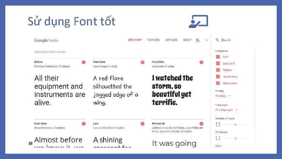 Sử dụng Font tốt 