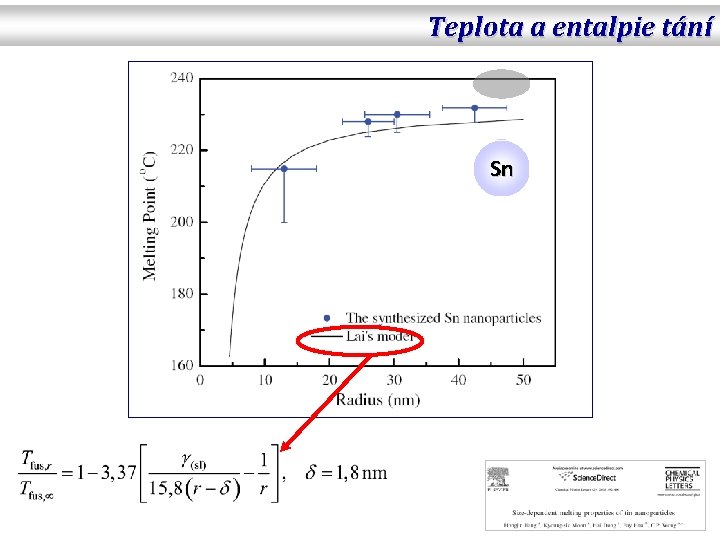 Teplota a entalpie tání Sn 
