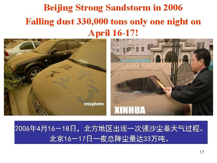 Beijing Strong Sandstorm in 2006 Falling dust 330, 000 tons only one night on