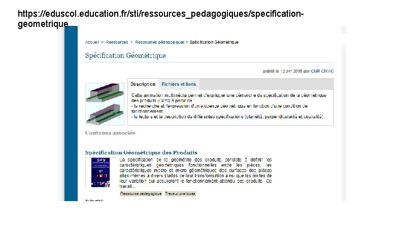 https: //eduscol. education. fr/sti/ressources_pedagogiques/specificationgeometrique 