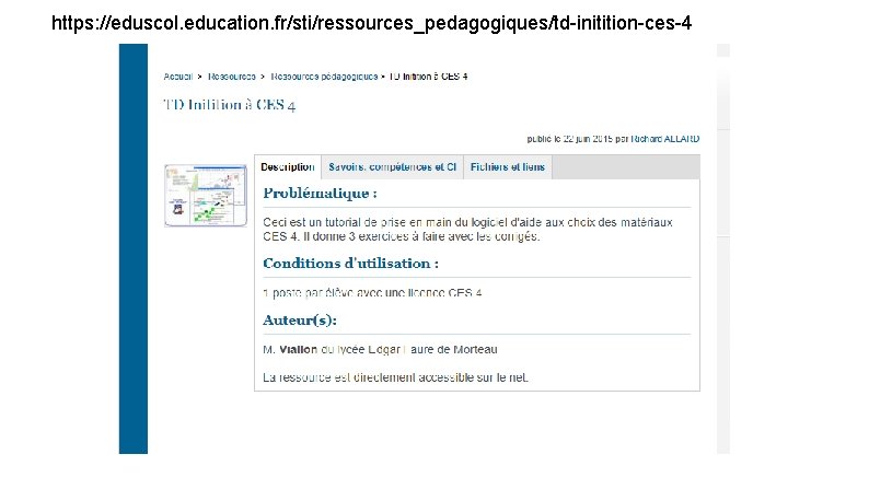 https: //eduscol. education. fr/sti/ressources_pedagogiques/td-initition-ces-4 