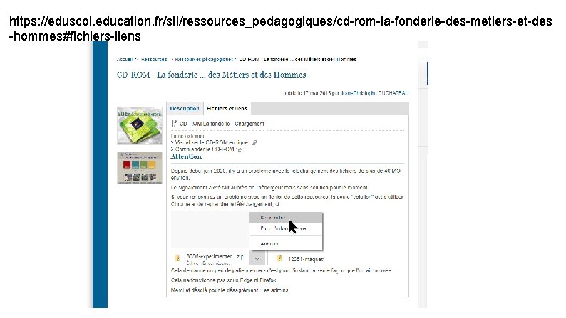 https: //eduscol. education. fr/sti/ressources_pedagogiques/cd-rom-la-fonderie-des-metiers-et-des -hommes#fichiers-liens 