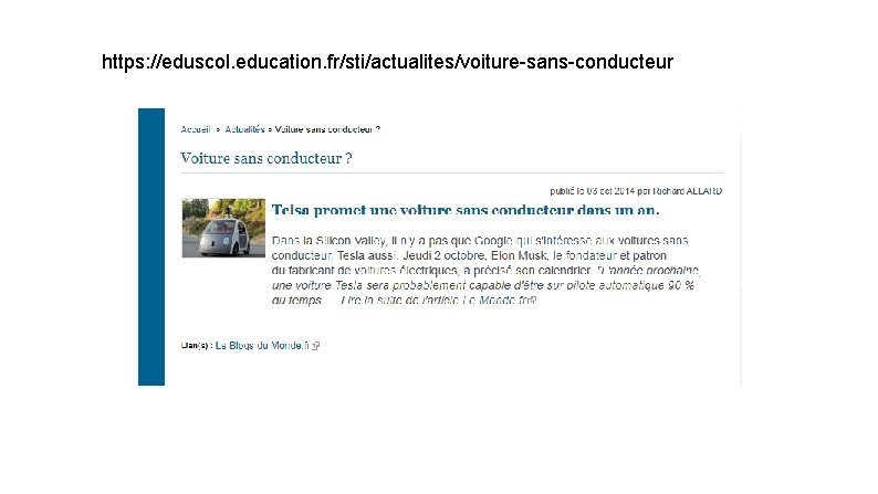 https: //eduscol. education. fr/sti/actualites/voiture-sans-conducteur 