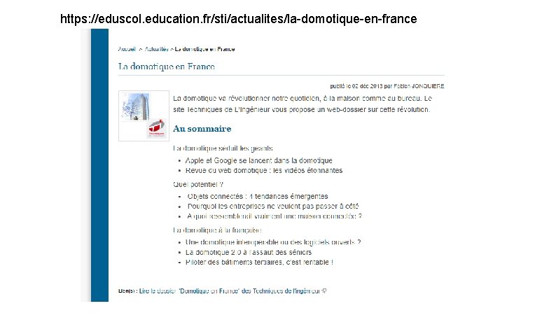 https: //eduscol. education. fr/sti/actualites/la-domotique-en-france 