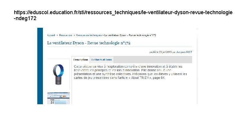 https: //eduscol. education. fr/sti/ressources_techniques/le-ventilateur-dyson-revue-technologie -ndeg 172 