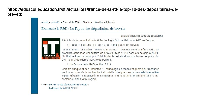 https: //eduscol. education. fr/sti/actualites/france-de-la-rd-le-top-10 -des-depositaires-debrevets 