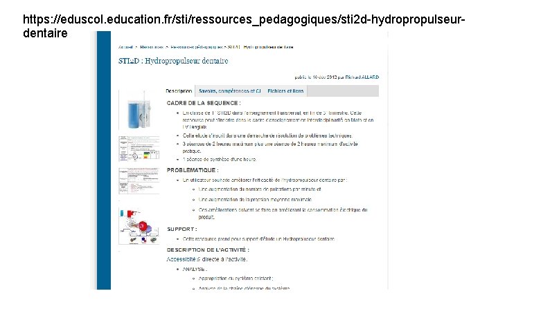 https: //eduscol. education. fr/sti/ressources_pedagogiques/sti 2 d-hydropropulseurdentaire 