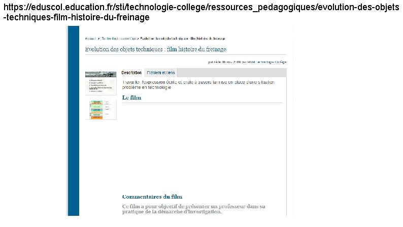 https: //eduscol. education. fr/sti/technologie-college/ressources_pedagogiques/evolution-des-objets -techniques-film-histoire-du-freinage 