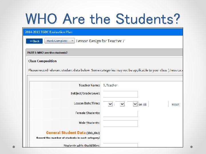 WHO Are the Students? 