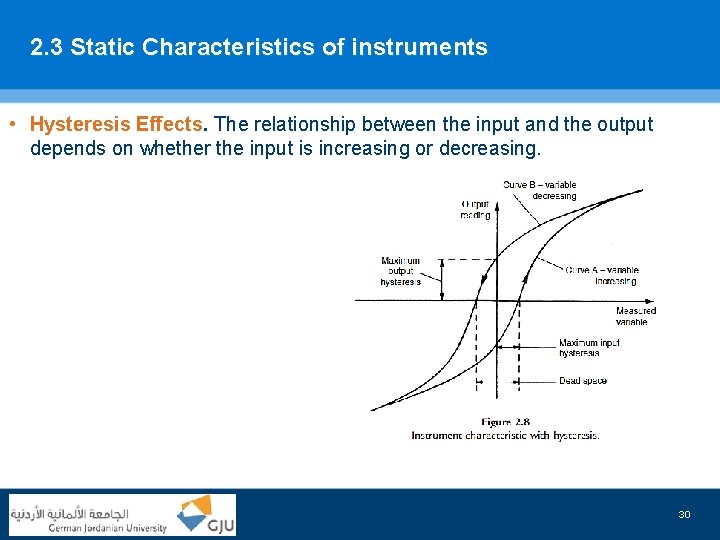 2. 3 Static Characteristics of instruments • Hysteresis Effects. The relationship between the input