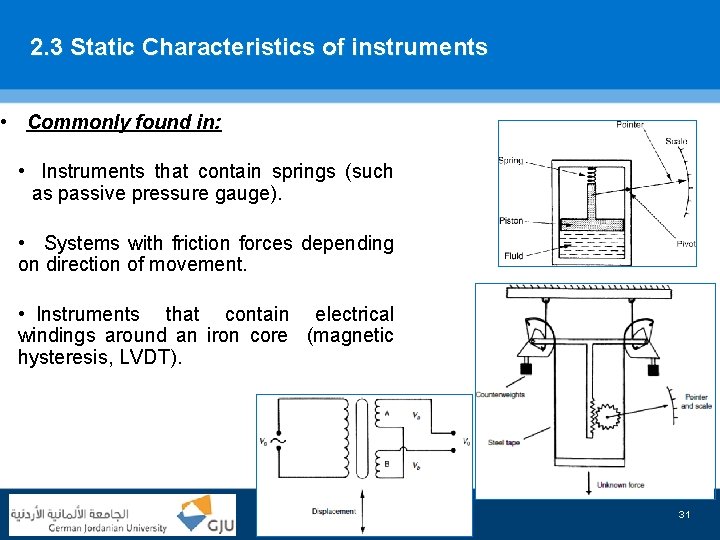 2. 3 Static Characteristics of instruments • Commonly found in: • Instruments that contain