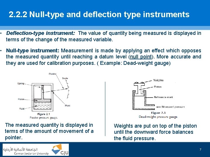 2. 2. 2 Null-type and deflection type instruments • Deflection-type instrument: The value of