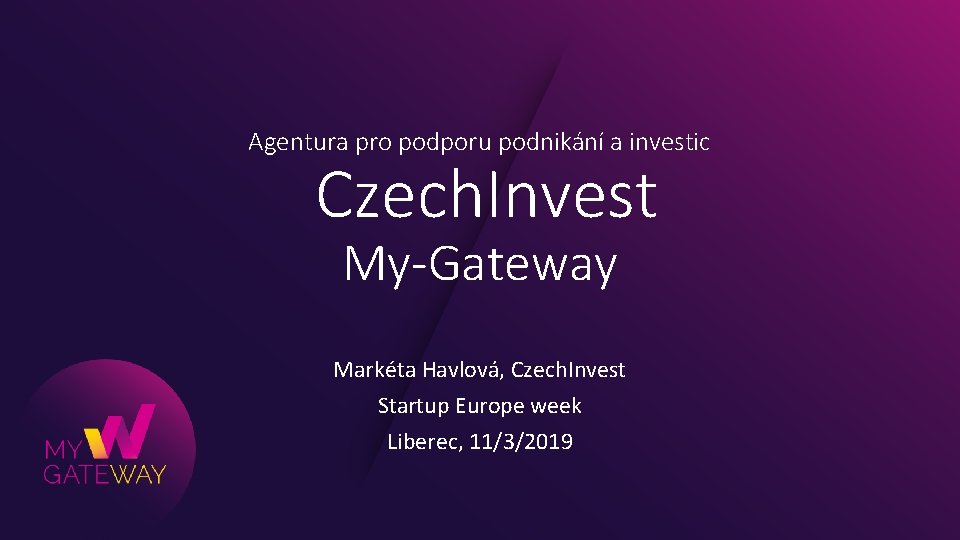 Agentura pro podporu podnikání a investic Czech. Invest My-Gateway Markéta Havlová, Czech. Invest Startup