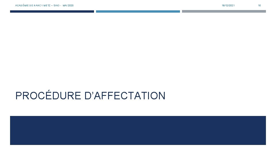ACADÉMIE DE NANCY METZ – SAIO - MAI 2020 PROCÉDURE D’AFFECTATION 19/12/2021 15 