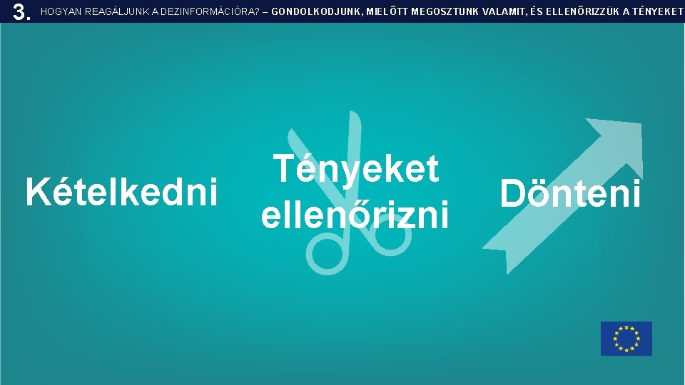 3. HOGYAN REAGÁLJUNK A DEZINFORMÁCIÓRA? – GONDOLKODJUNK, MIELŐTT MEGOSZTUNK VALAMIT, ÉS ELLENŐRIZZÜK A TÉNYEKET