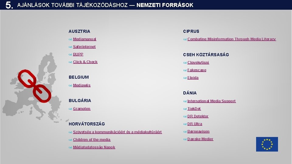 5. AJÁNLÁSOK TOVÁBBI TÁJÉKOZÓDÁSHOZ — NEMZETI FORRÁSOK AUSZTRIA CIPRUS Mediamanual Combating Misinformation Through Media