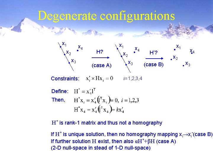 Degenerate configurations x 1 x 4 x 2 x 3 Constraints: H? (case A)