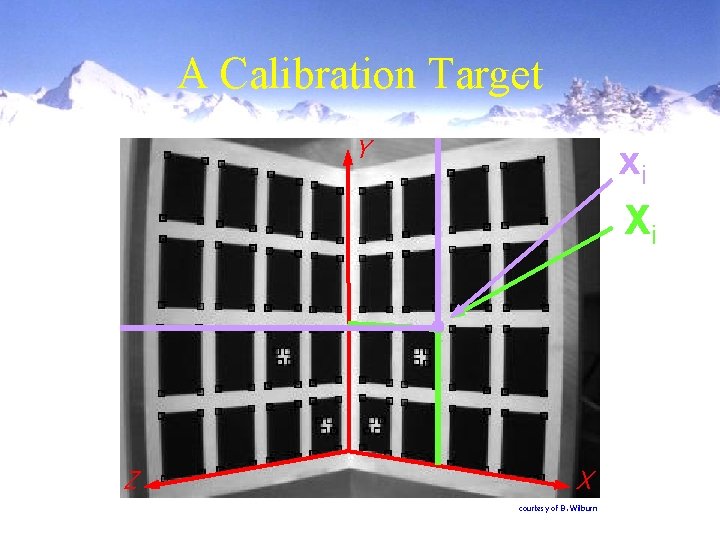 A Calibration Target Y Z xi Xi X courtesy of B. Wilburn 