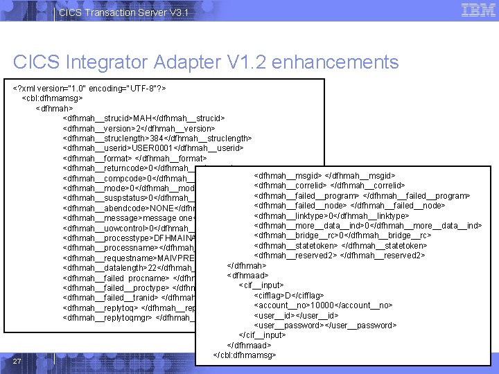 CICS Transaction Server V 3. 1 CICS Integrator Adapter V 1. 2 enhancements <?