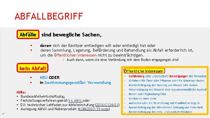 ABFALLBEGRIFF Abfälle sind bewegliche Sachen, § § deren sich der Besitzer entledigen will oder