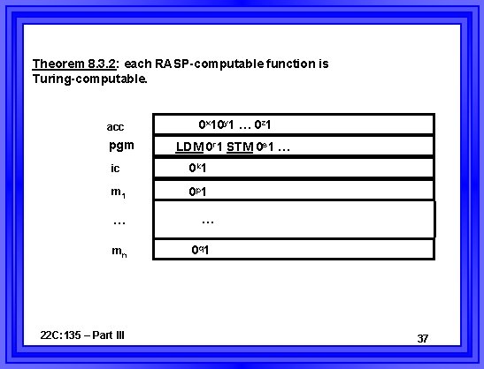 Theorem 8. 3. 2: each RASP-computable function is Turing-computable. acc pgm 0 x 10