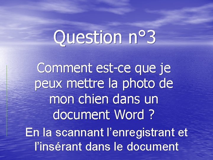 Question n° 3 Comment est-ce que je peux mettre la photo de mon chien
