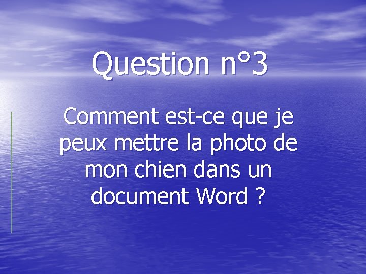 Question n° 3 Comment est-ce que je peux mettre la photo de mon chien